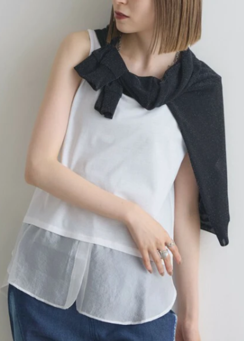 レイヤー用裾シフォンタンクトップ