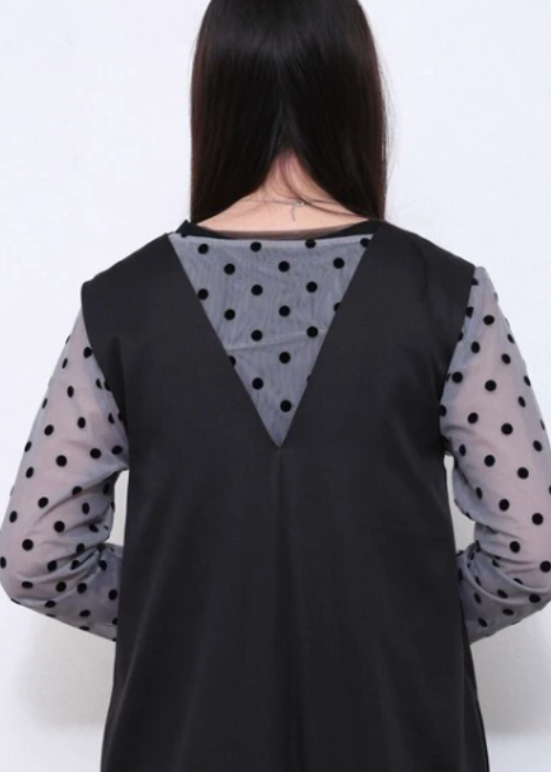 ドットフロッキー柄シアートップス