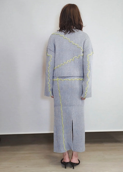 メロウ配色クルーネックニット・セットアップ