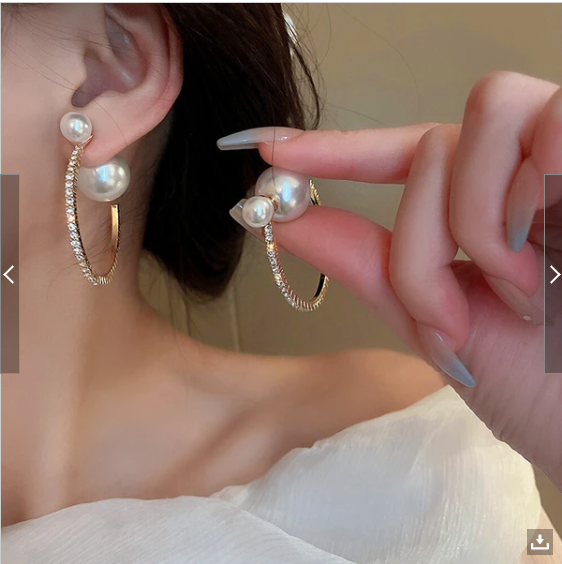 パールフープピアス (大ぶり)
