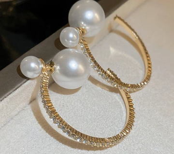 パールフープピアス (大ぶり)