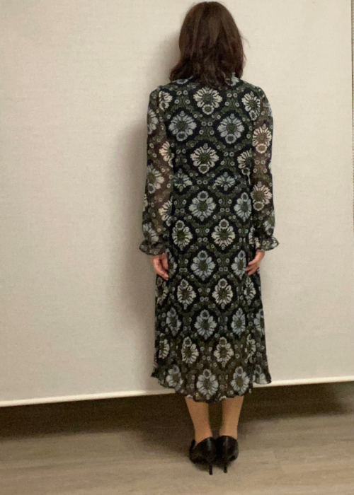 お花の総柄シフォンワンピース(black)