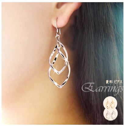 silverひし形Wリングピアス