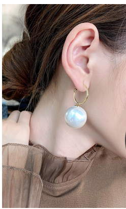 一粒フェイクパールピアス(大ぶり)