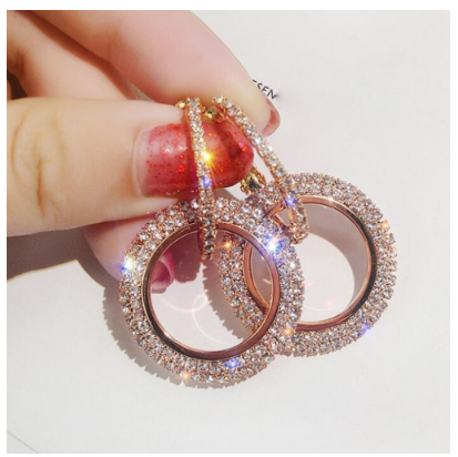 Wビジューリングピアス