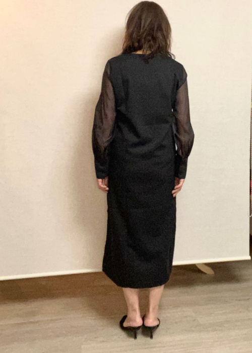 シースルーバルーン袖ワンピース