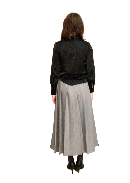 ロングプリーツ風スカートベルト付き(gray)