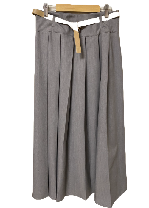 ロングプリーツ風スカートベルト付き(gray)