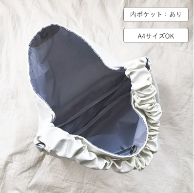 持ち手フリルトートバッグ(White)