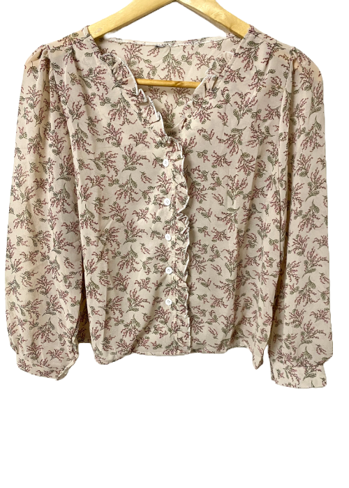 花柄シフォンフリルブラウス