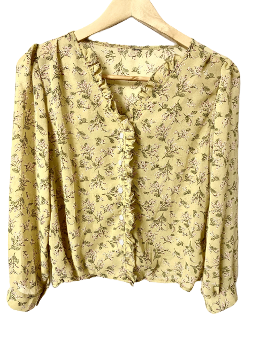 花柄シフォンフリルブラウス