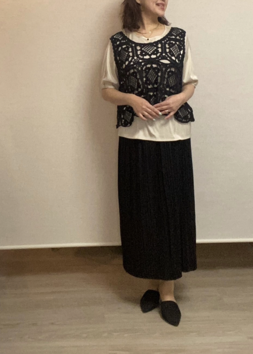 クロシェレースニットタンクトップ