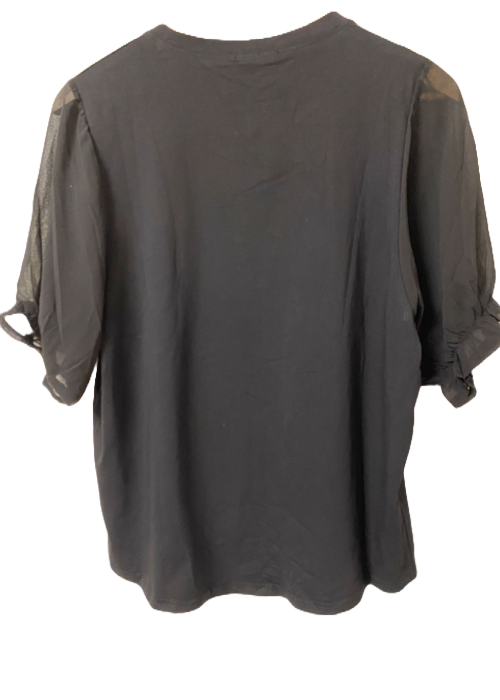 シアー切り替えボタニカルアートTシャツ