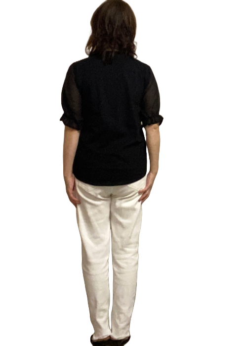 シアー切り替えボタニカルアートTシャツ