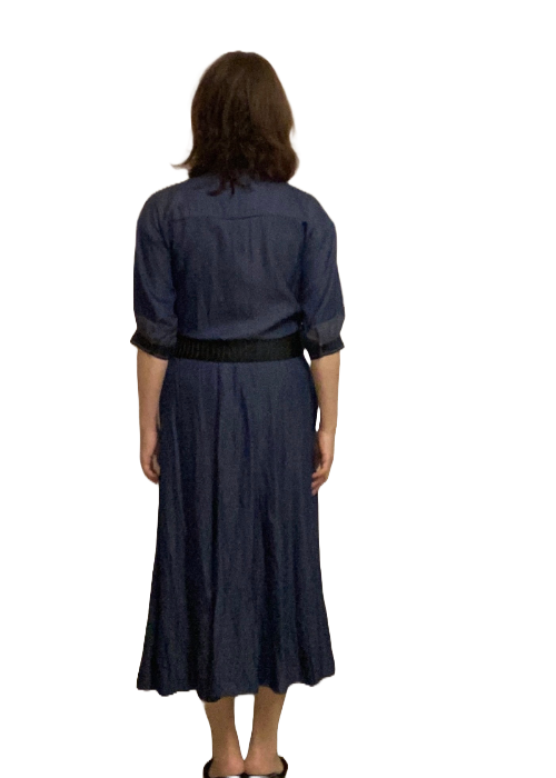 とろみ素材・デニム風ワンピース