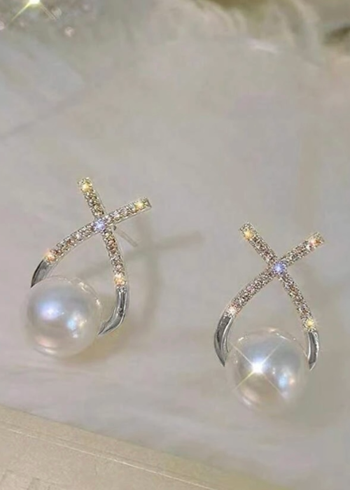 フェイク・一粒クロスピアス