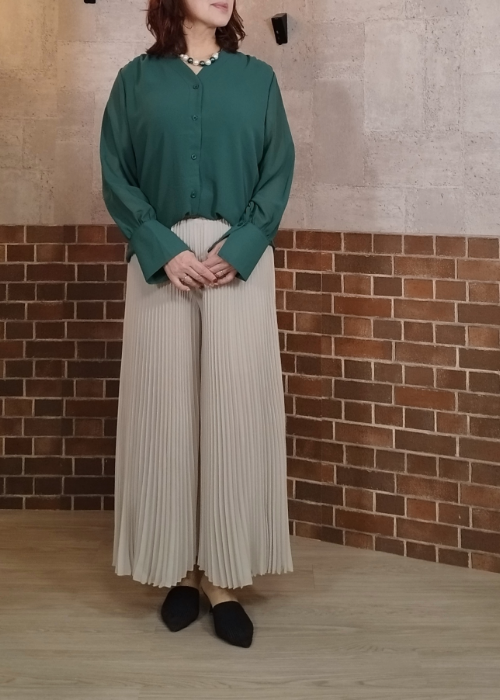シフォンプリーツ・ワイドパンツ