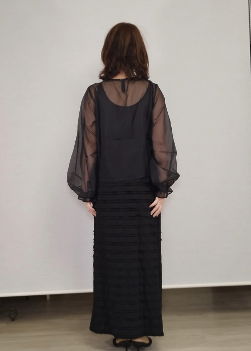 シフォンシャーリングデザイントップス