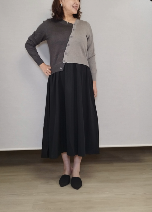 配色・アシンメトリードッキングワンピース