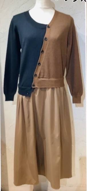 配色・アシンメトリードッキングワンピース