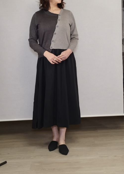 配色・アシンメトリードッキングワンピース