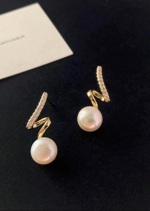 ツイストgold・パールピアス