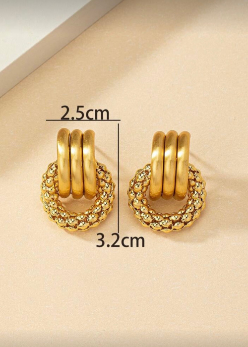 gold ドロップリングピアス