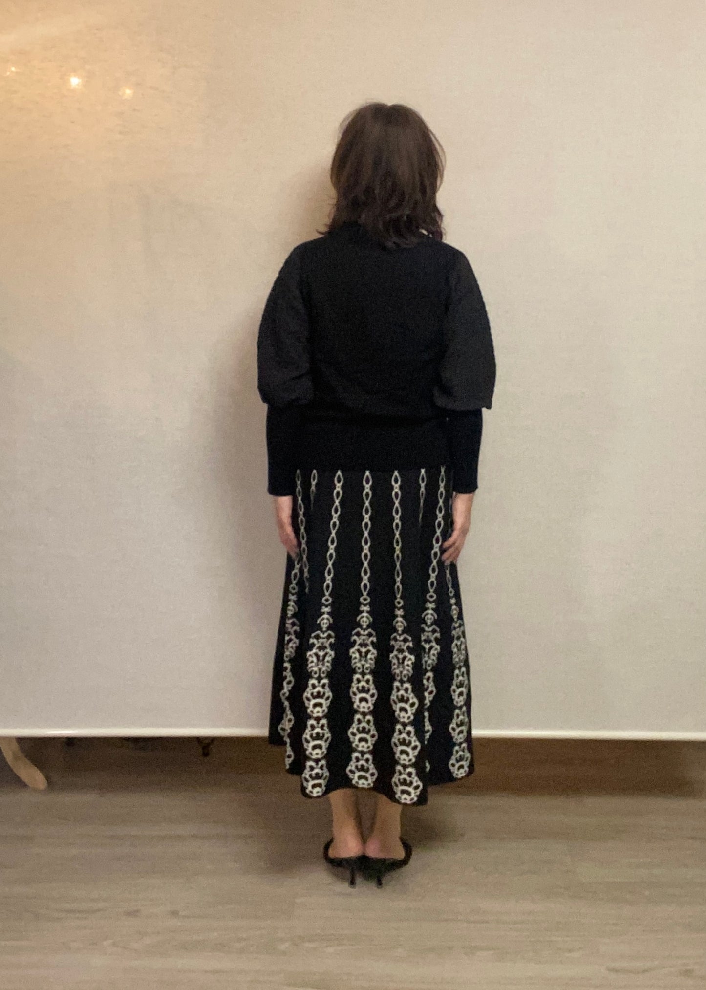 ロングニット・モノトーンフレアスカート