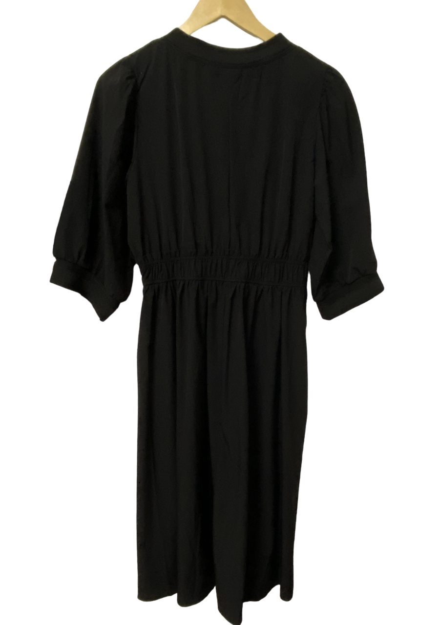 Vネック・ギャザーワンピース(black)
