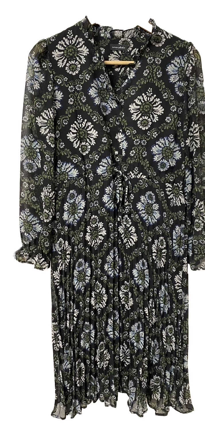 お花の総柄シフォンワンピース(black)