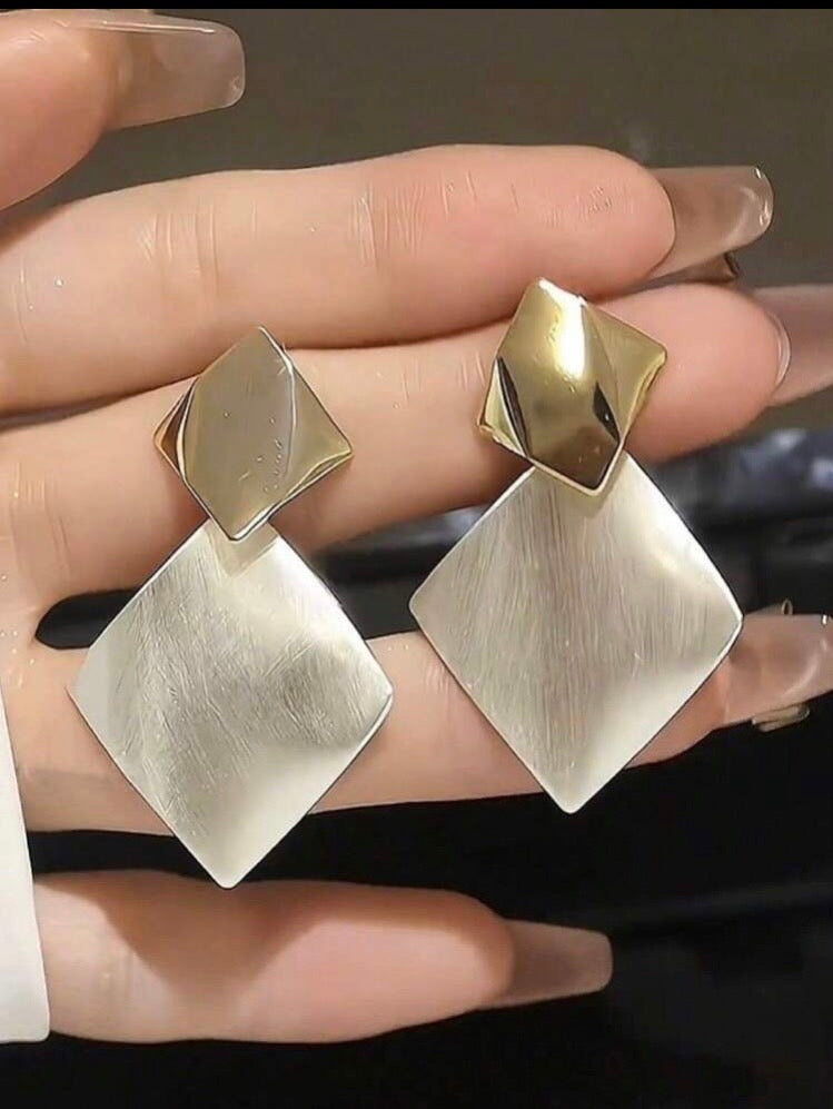 silver×goldスクエアピアス