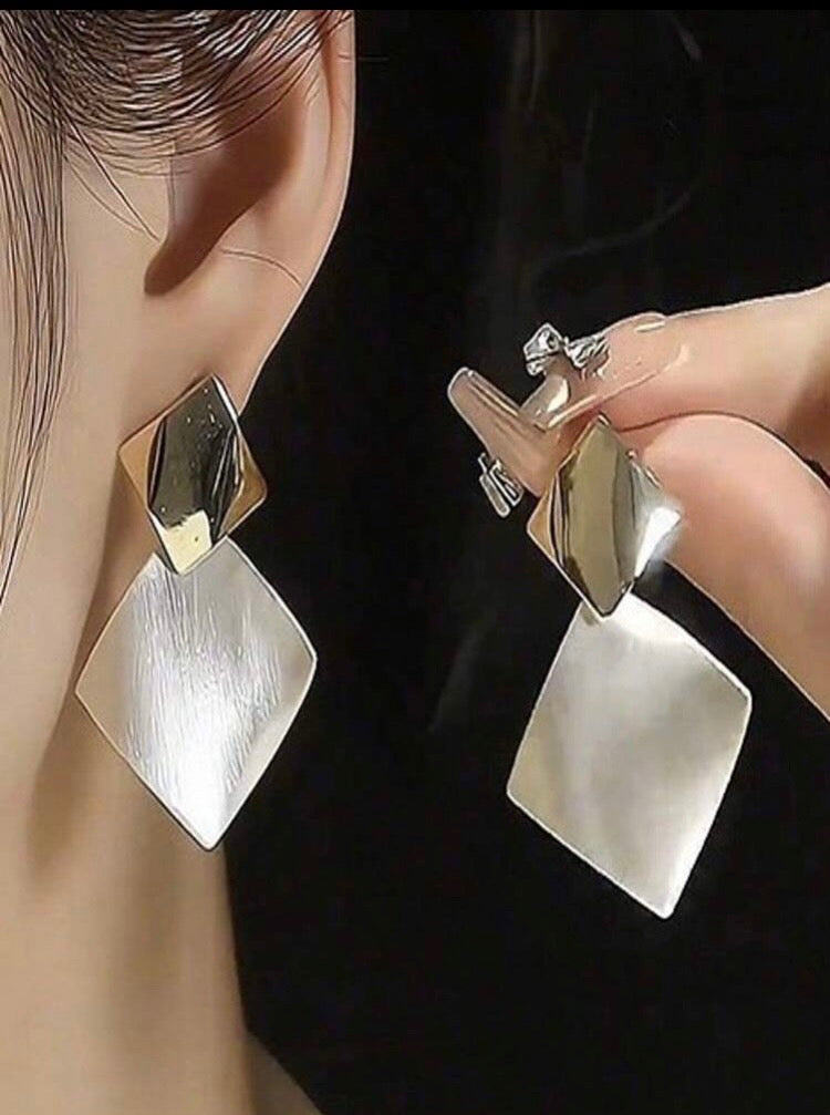 silver×goldスクエアピアス