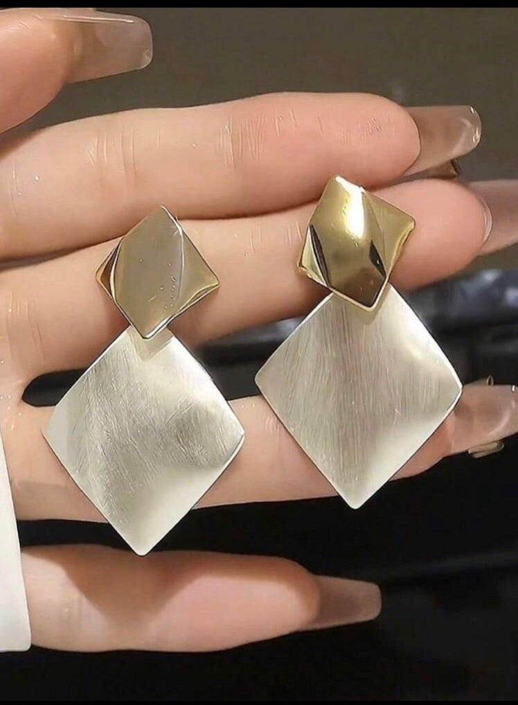 silver×goldスクエアピアス