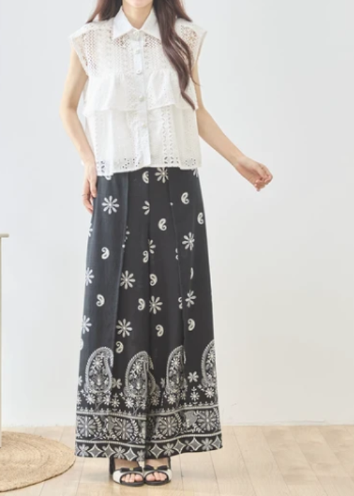 ラップ風ワイドスカーチョblack