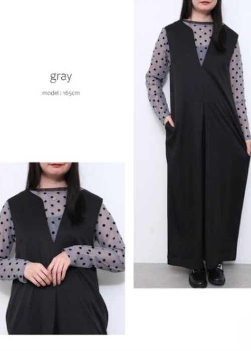 ドットフロッキー柄シアートップス