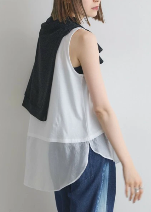 レイヤー用裾シフォンタンクトップ