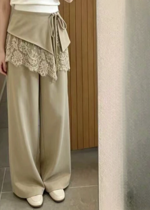 レースウェストラップ付きパンツ