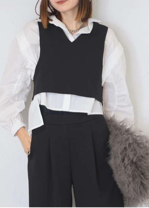 変形ベスト　カットジョーゼットセットアップ