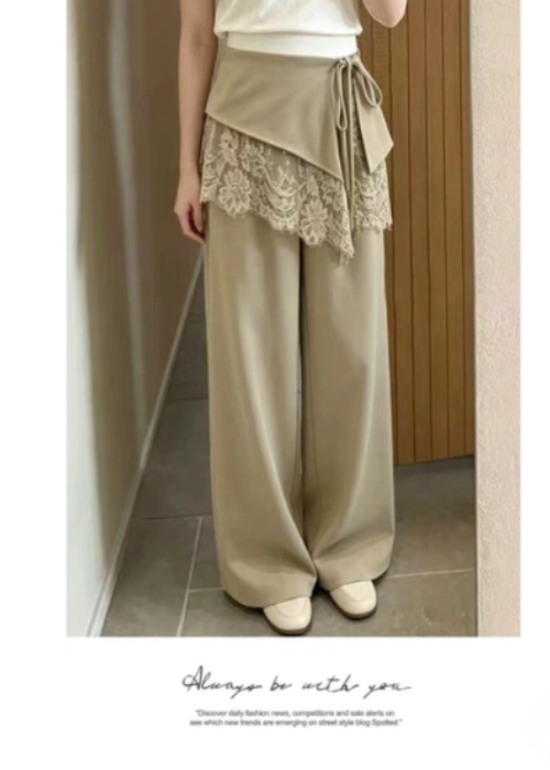 レースウェストラップ付きパンツ
