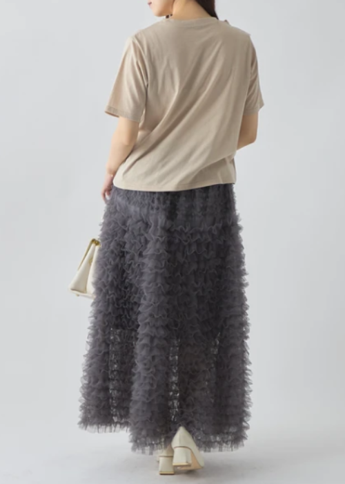 異素材フリルTシャツ