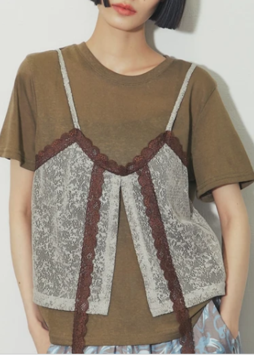 レースビスチェレイヤードシアーTシャツ