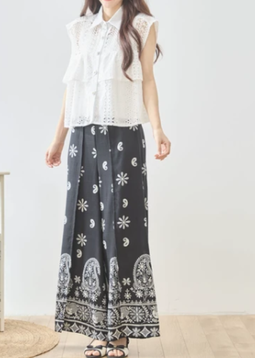 ラップ風ワイドスカーチョblack