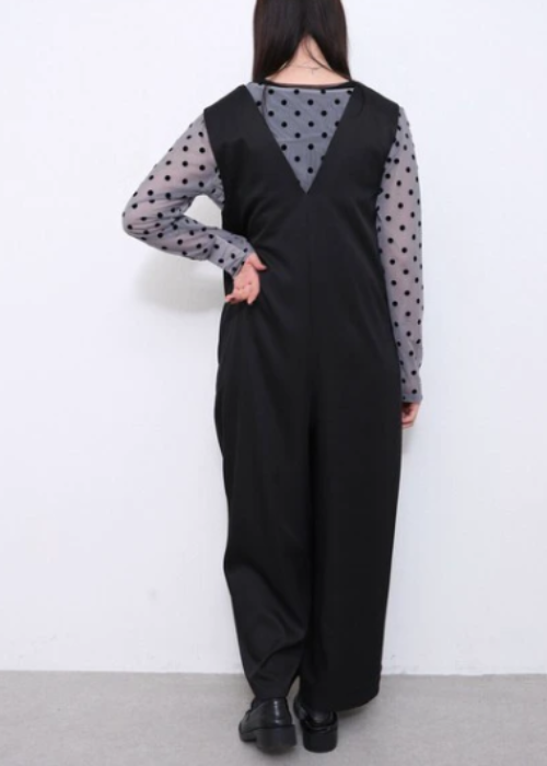 ドットフロッキー柄シアートップス