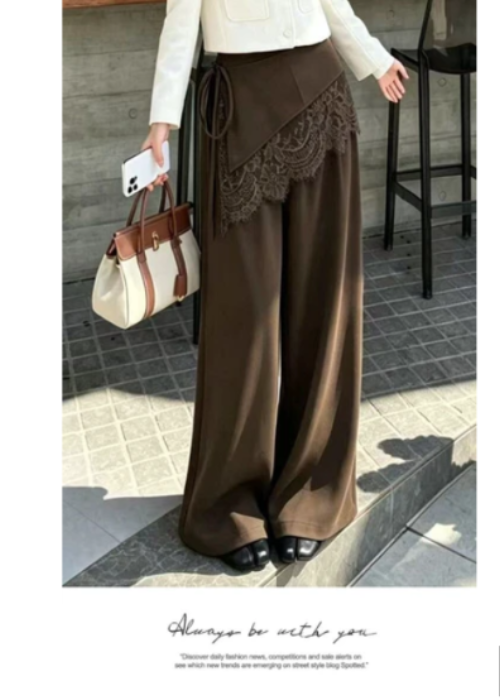 レースウェストラップ付きパンツ