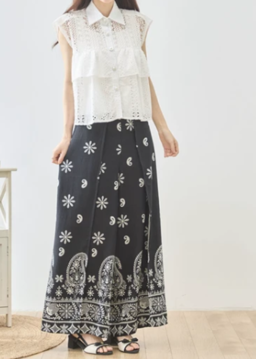 ラップ風ワイドスカーチョblack