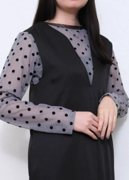 ドットフロッキー柄シアートップス