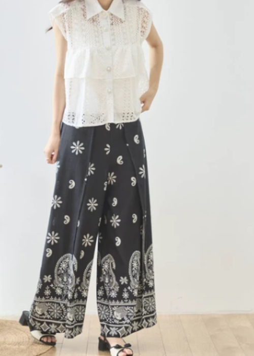 ラップ風ワイドスカーチョblack