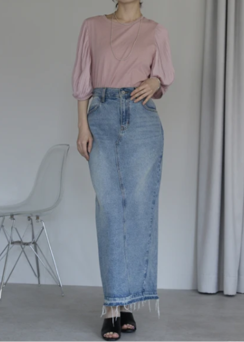 お袖ふんわりプリーツ5分袖Tシャツ