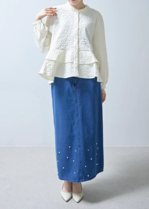 型押し2段フリルジャケット