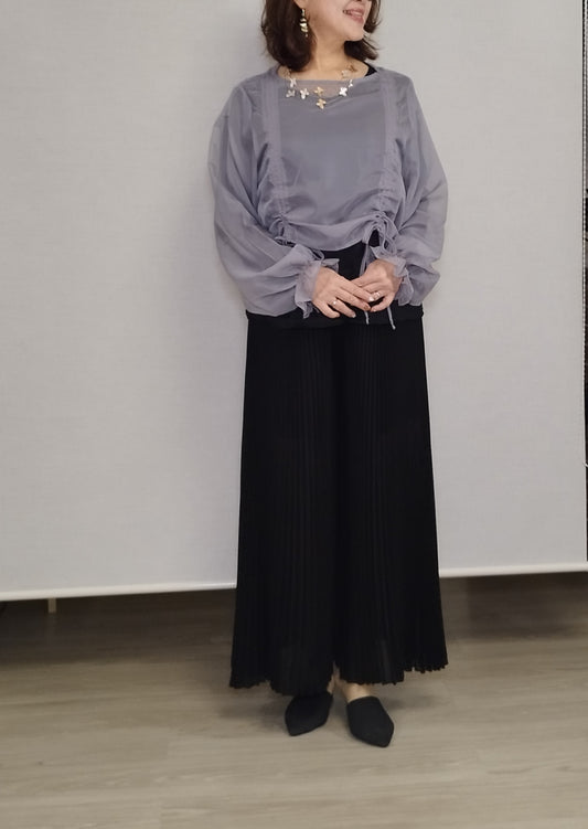 シフォンシャーリングデザイントップス